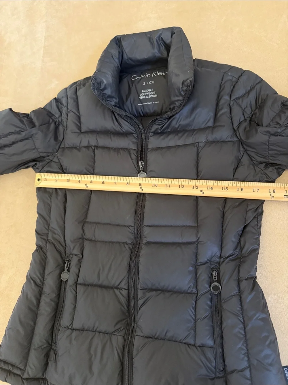 Calvin Klein Black Quilted Premium Down Packable Puffy Jacket Size S
